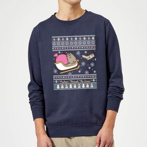 Pusheen Core Pusheen Through The Snow Christmas Sweater - Navy