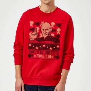 Star Trek: The Next Generation Make It So Christmas Sweatshirt - Red