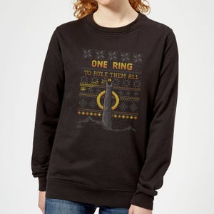 The Lord Of The Rings One Ring Women's Christmas Sweater in Nero