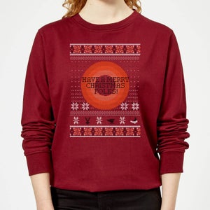 Looney Tunes Knit Women's Christmas Sweater - Burgundy
