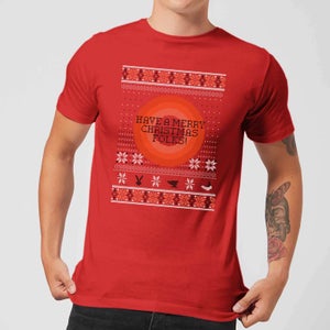 Looney Tunes Knit Men's Christmas T-Shirt - Red