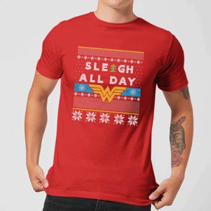 Camiseta navideña Sleigh All Day para hombre de Wonder Woman - Rojo
