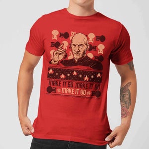 T-Shirt Star Trek: The Next Generation Make It So Christmas - Rosso - Uomo