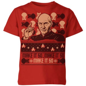 T-Shirt Star Trek: The Next Generation Make It So Christmas - Rosso - Bambini