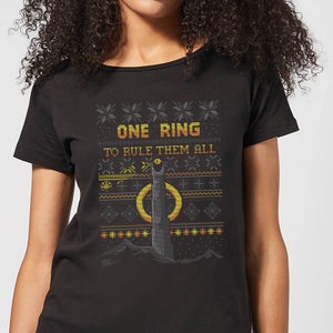 T-Shirt Lord Of The Rings One Ring Christmas - Nero - Donna