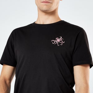 Octopus Unisex Embroidered T-Shirt - Black