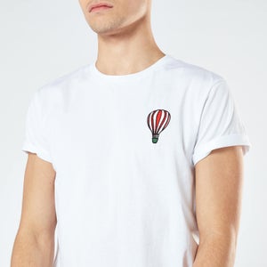 Hot Air Balloon Unisex Embroidered T-Shirt - White