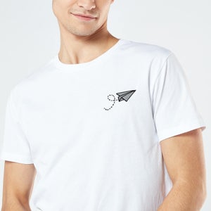 Paper Plane Unisex Embroidered T-Shirt - White