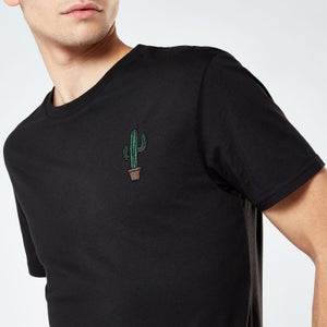 Cactus Unisex Embroidered T-Shirt - Black