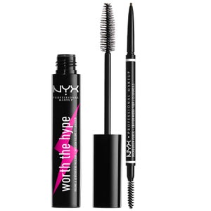 NYX Professional Makeup Micro Eyebrow Pencil and Black Volumizing Mascara Duo (Worth £18.00)