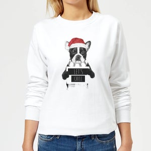 Balazs Solti Let It Snow Frenchie Christmas Women's Sweatshirt - White