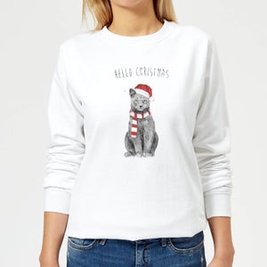 Balazs Solti Hello Christmas Cat Women's Sweatshirt - White