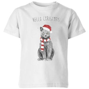 Balazs Solti Hello Christmas Cat Kids' T-Shirt - White