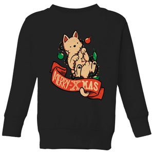Tobias Fonseca Merry Xmas Cat Kids' Sweatshirt - Black