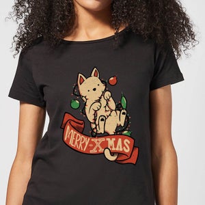 Tobias Fonseca Merry Xmas Cat Women's T-Shirt - Black