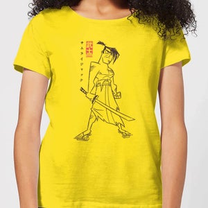 T-Shirt Samurai Jack Vintage Kanji - Giallo - Donna
