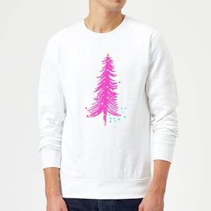 Pink Christmas Tree Sweatshirt - White