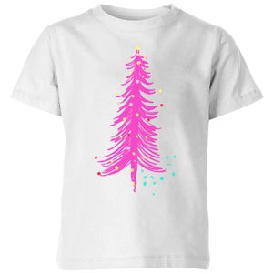 Pink Christmas Tree Kids' T-Shirt - White