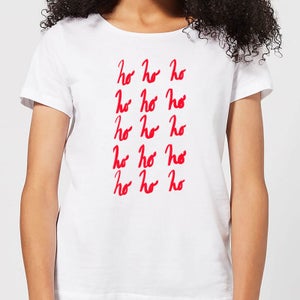 Ho Ho Ho Repetitive Women's T-Shirt - White
