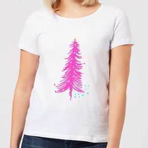 Pink Christmas Tree Women's T-Shirt - White