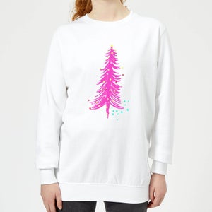 Pink Christmas Tree Women's Sweatshirt - White