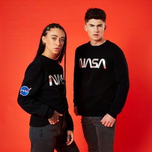 Nasa Metallic Logo Unisex Sweatshirt - Black