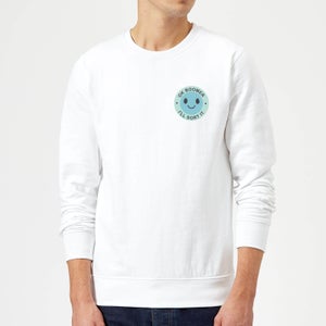 Ok Boomer Blue Smile Pocket Print Sweatshirt - White