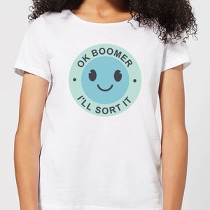 Ok Boomer Blue Smile Women's T-Shirt - White