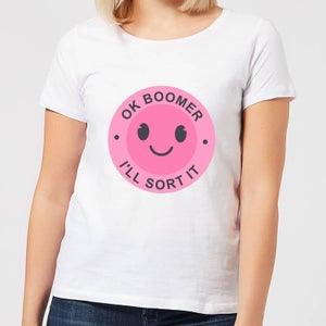 Ok Boomer Pink Smile Women's T-Shirt - White