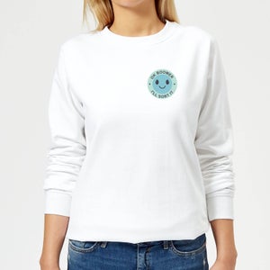 Ok Boomer Blue Smile Pocket Print Women's Sweatshirt - White