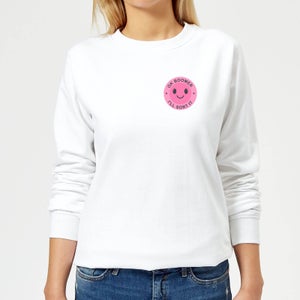 Ok Boomer Pink Smile Pocket Print Women's Sweatshirt - White