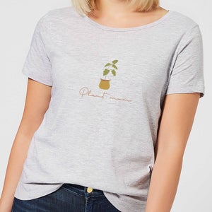 Burnt Orange Plant Mum Women's T-Shirt - Grey