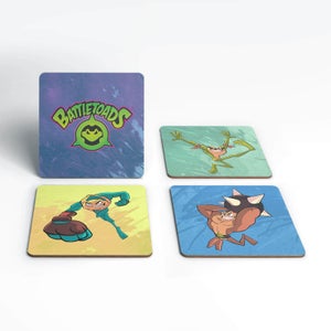 Battle Toads Rash Pimple Zitz Square Coaster Set