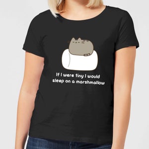 Pusheen If I Were Tiny I Would Sleep On A Marshmallow Women's T-Shirt - Black