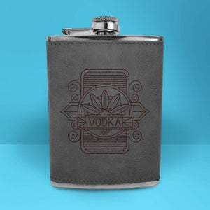 Vodka Line Seal Engraved Hip Flask - Grey