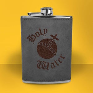 Holy Water Engraved Hip Flask - Grey