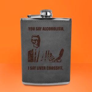 Correction Guy Meme You Say Alcoholism Engraved Hip Flask - Grey