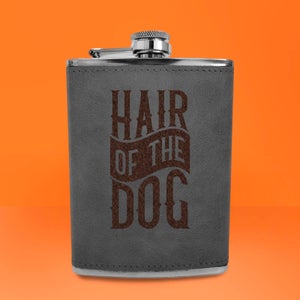 Hair Of The Dog Engraved Hip Flask - Grey
