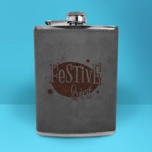 Festive Spirit Engraved Hip Flask - Grey