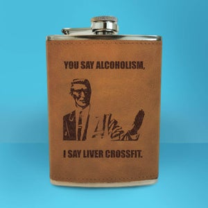 Correction Guy Meme You Say Alcoholism Engraved Hip Flask - Brown