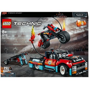 LEGO Technic : Ensemble de Jeux de Construction Le Spectacle de Cascades du Camion et du Moto en Jouet (42106)
