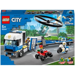 LEGO 60244 City Policía: Camión de Transporte del Helicóptero, Set de Construcción para Niños +5 años