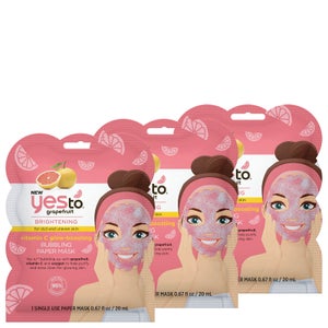 yes to Grapefruit Vitamin C Glow-Boosting Bubbling Paper Single Use Mask (Pack of 3)