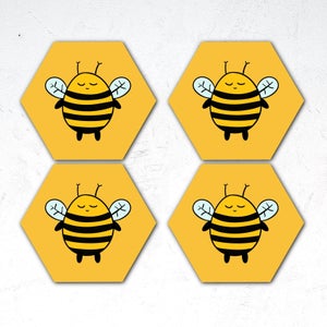 Cartoon Bees Hexagonal Coaster Set