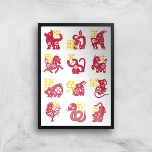 Chinese Zodiac Animals Giclee Art Print