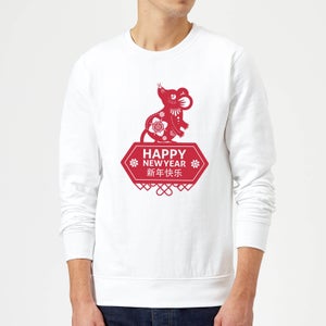 Happy New Year Symbol Red Sweatshirt - White