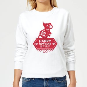 Happy New Year Symbol Red Women's Sweatshirt - White