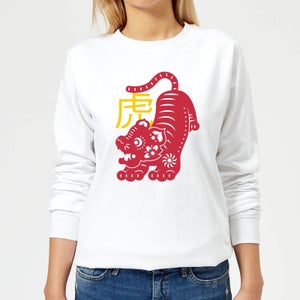 Chinese Zodiac Tiger Women's Sweatshirt - White