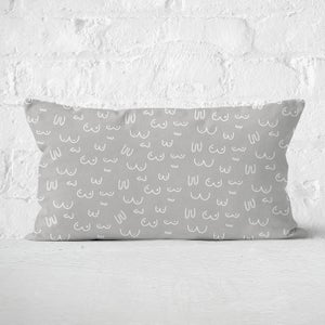 Grey Boob Print Rectangular Cushion