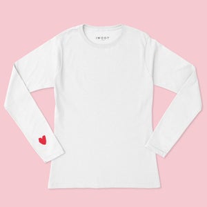 Red Valentine Heart On Your Sleeve Unisex Long Sleeved T-Shirt - White